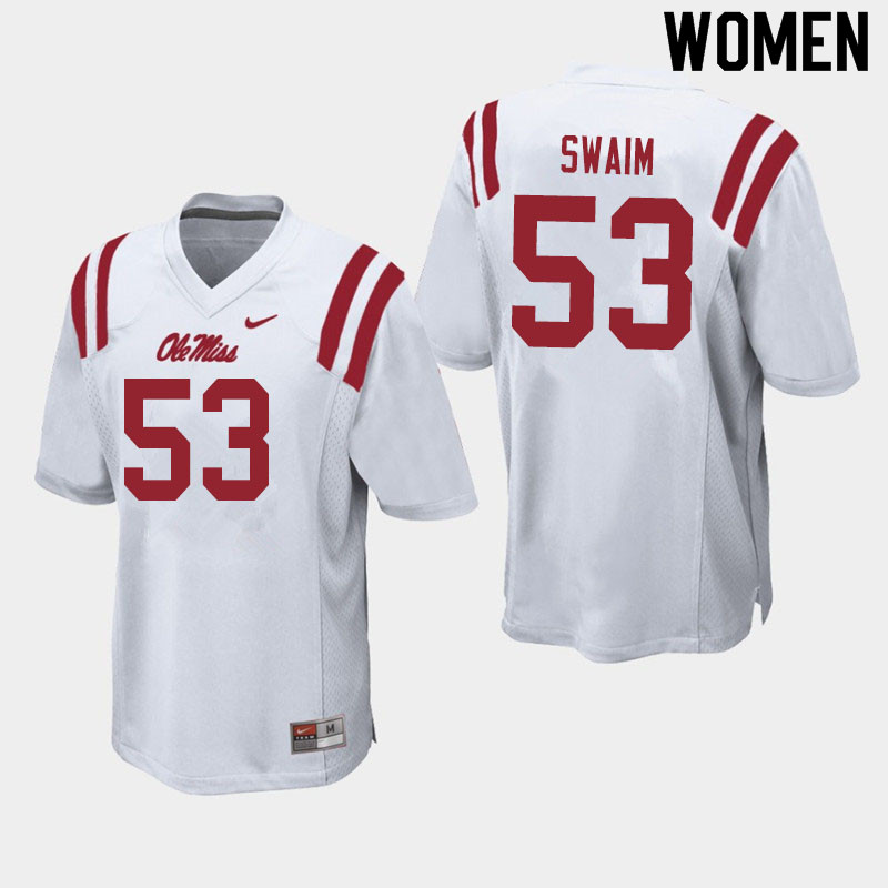 Women #53 KC Swaim Ole Miss Rebels College Football Jerseys Sale-White - Click Image to Close
